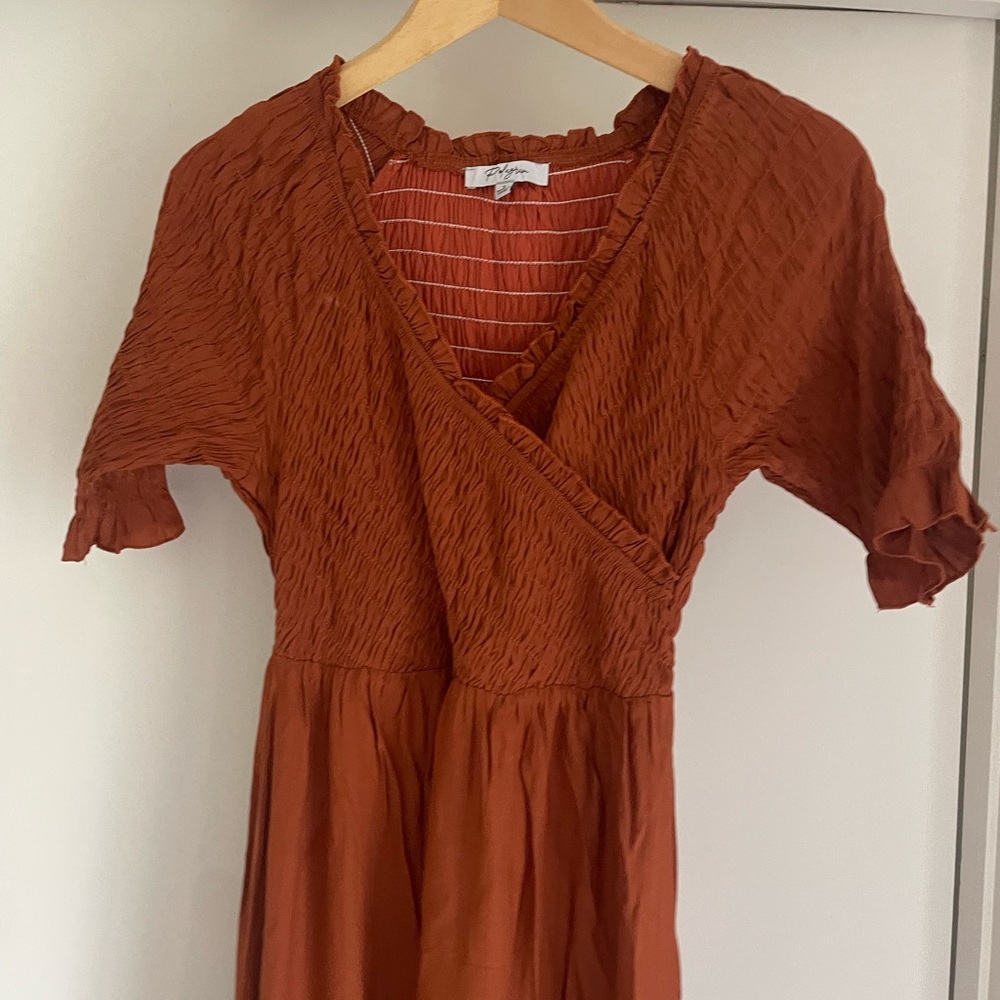 Pink blush maternity dress. Rust.